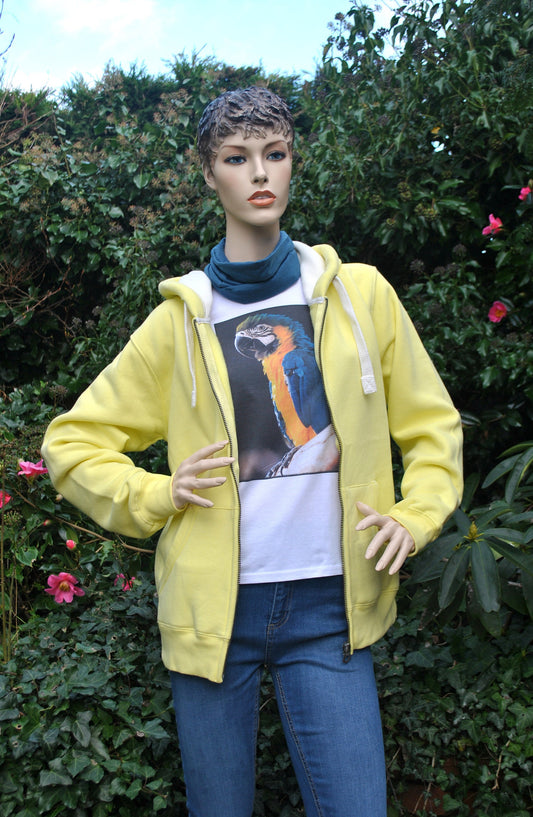 Unisex Soft and Cozy Zippered Hoodie Lemon Drop.